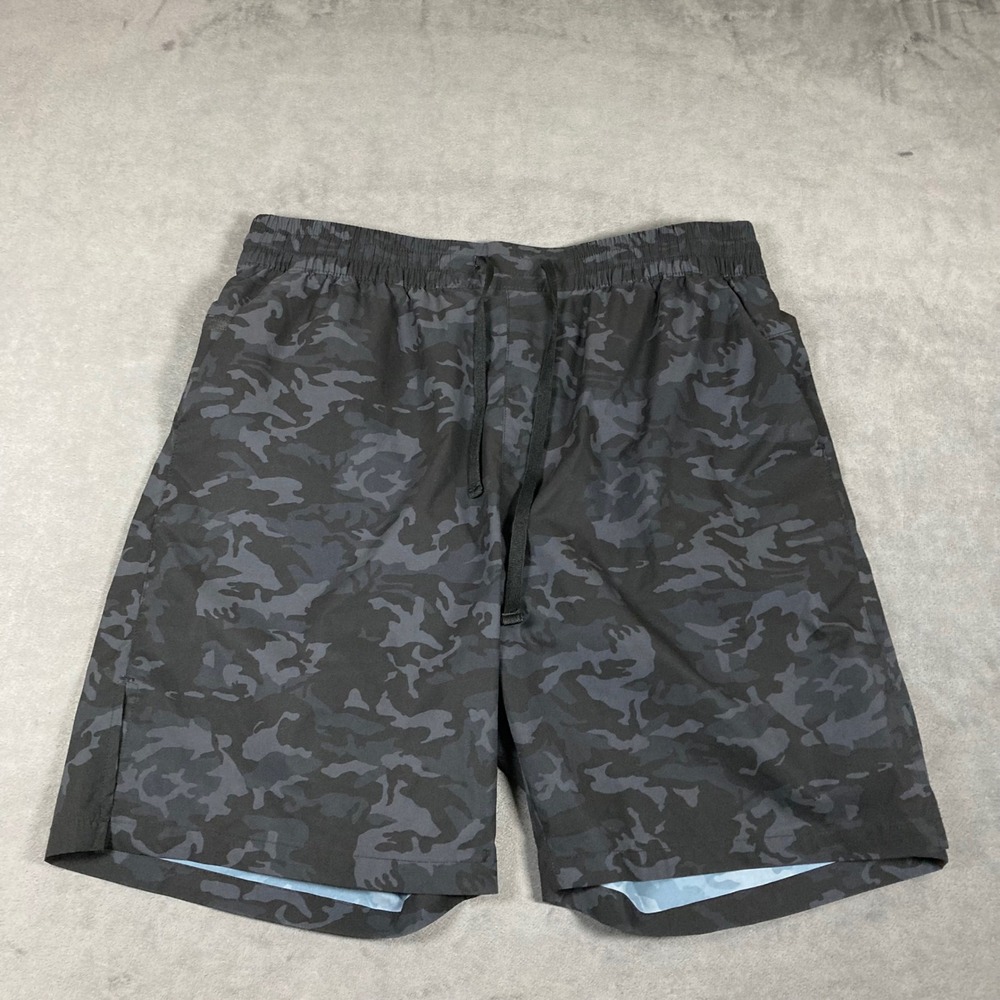 Gradual Mens Athletic Shorts Camo Black Charcoal Zipper Pocket Size L